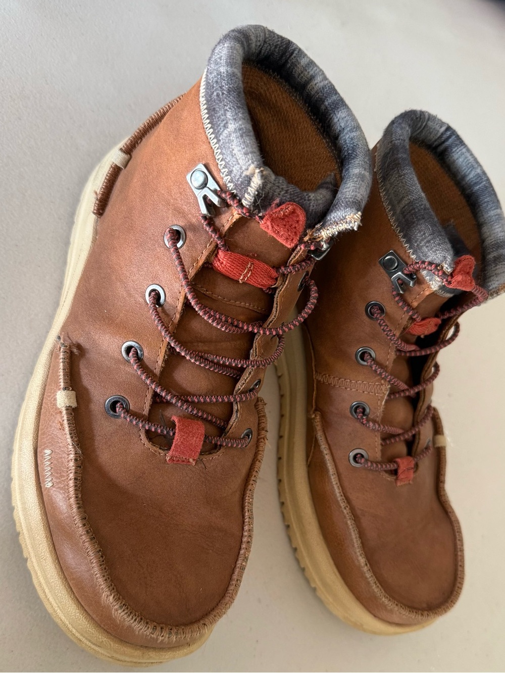 Boys J7 Hey Dude Boots in Cognac.